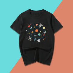 Solar System Cartoon T-shirt - Black / XS - T-Shirt