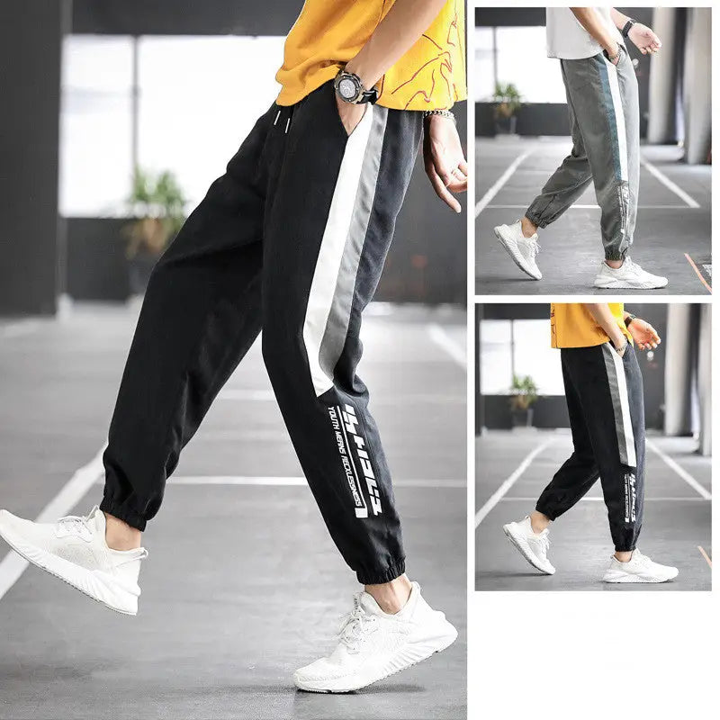 Solid Color 2 Stripes Loose Sweatpants