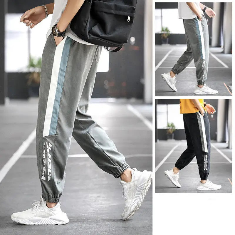 Solid Color 2 Stripes Loose Sweatpants