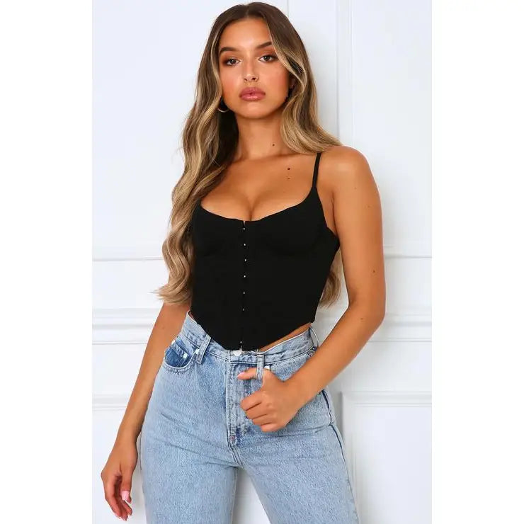 Solid Color Aesthetic Fashion Corset Black / S