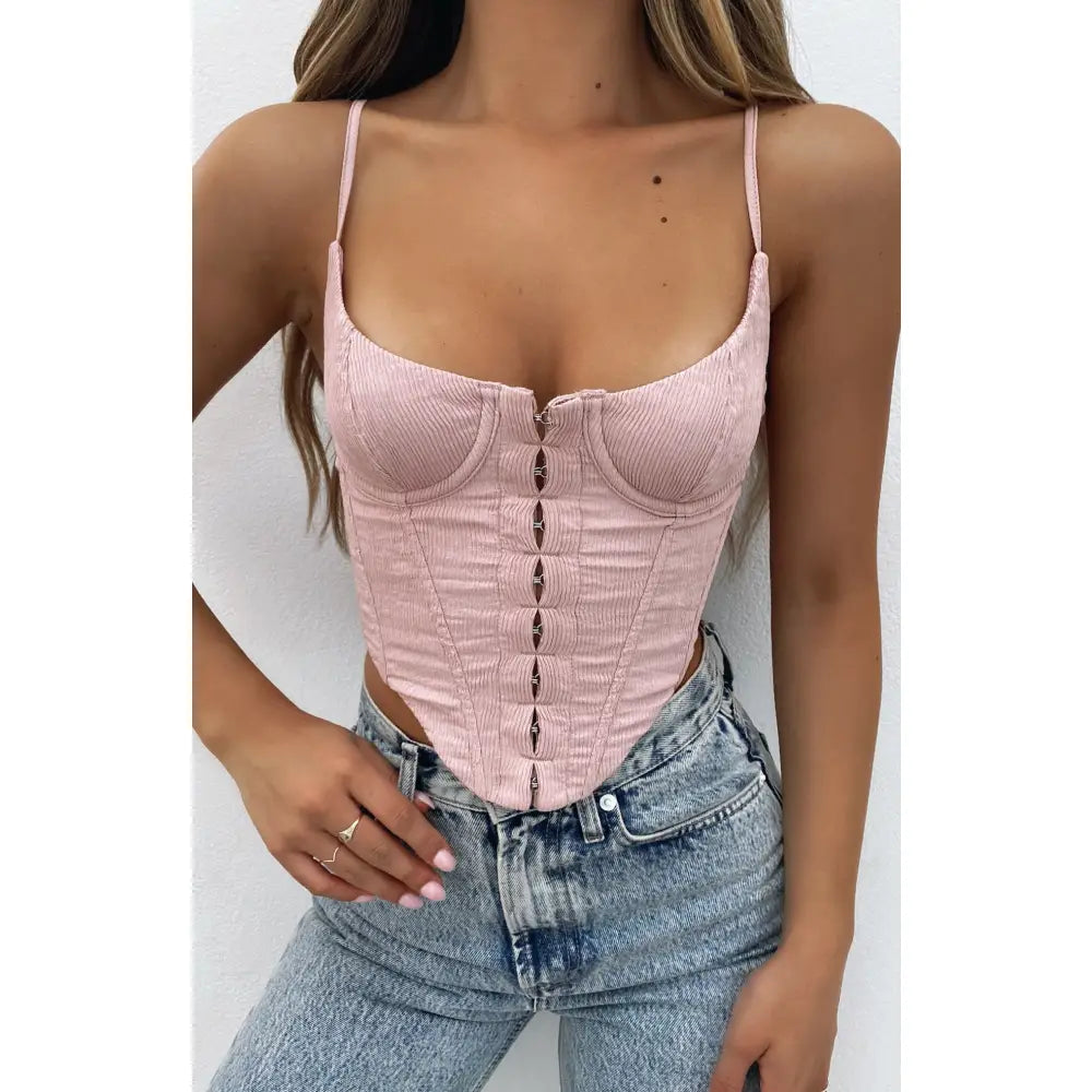 Solid Color Aesthetic Fashion Corset Pink / S