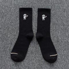 Solid Color Astronaut Socks - Black / One Size