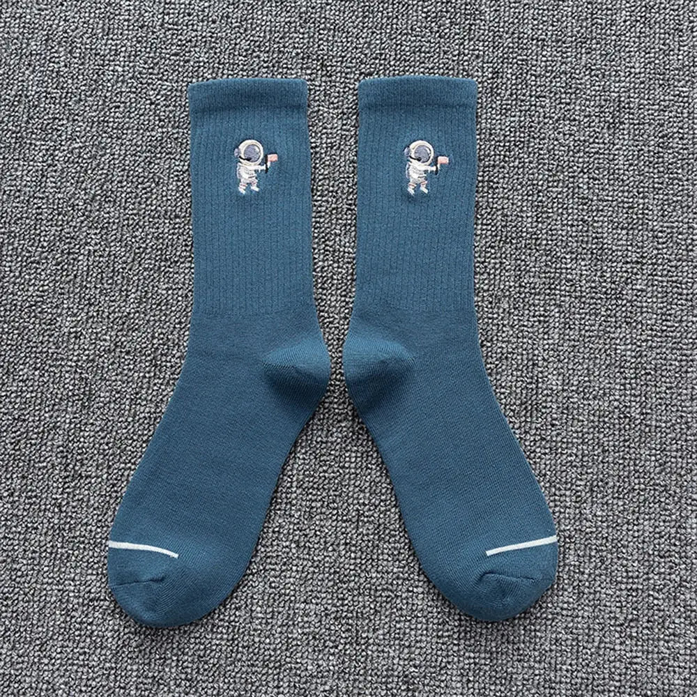 Solid Color Astronaut Socks - Blue / One Size