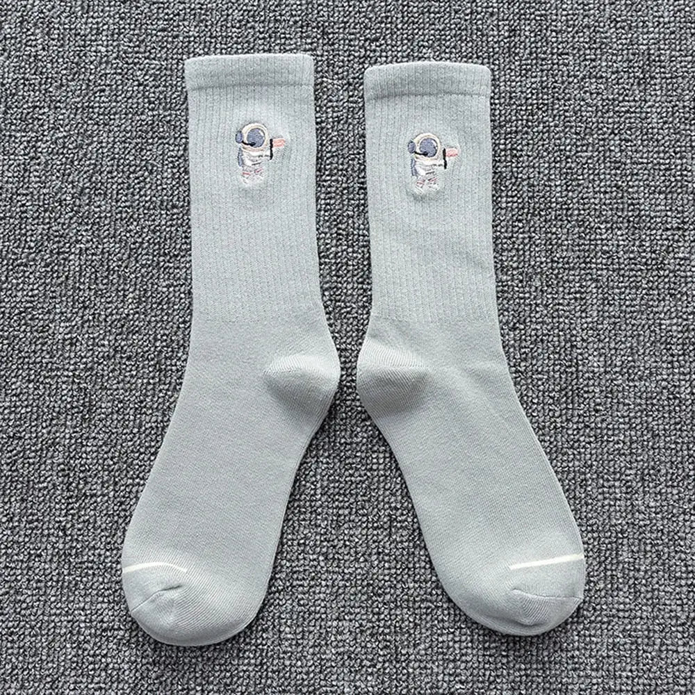 Solid Color Astronaut Socks - Gray / One Size