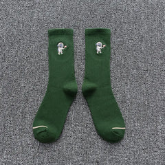 Solid Color Astronaut Socks - Green / One Size