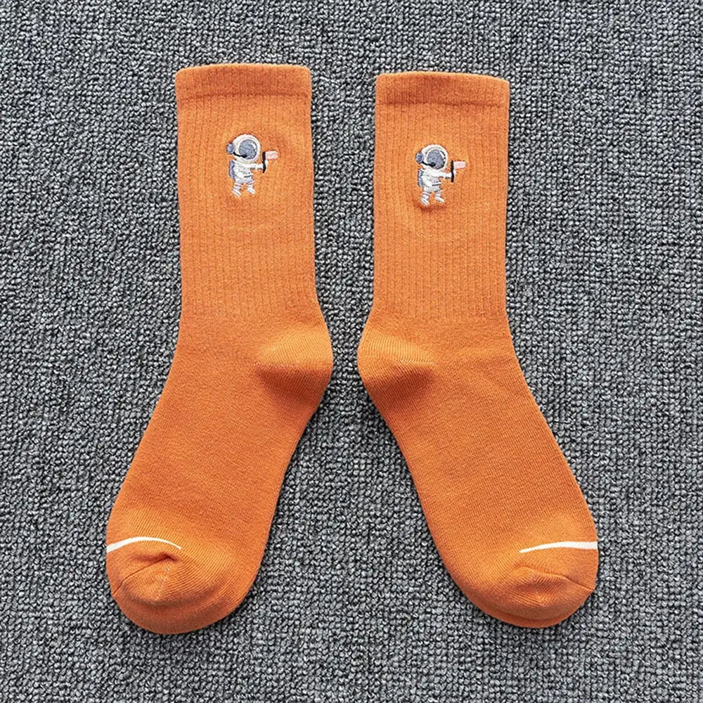 Solid Color Astronaut Socks - Orange / One Size