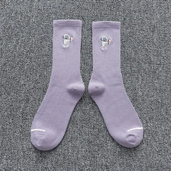 Solid Color Astronaut Socks - Purple / One Size