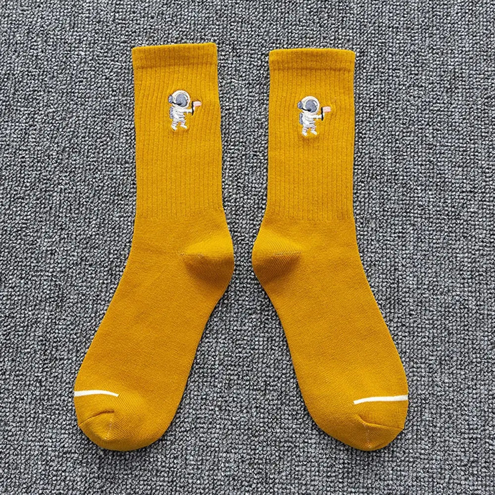 Solid Color Astronaut Socks - Yellow / One Size