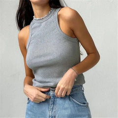 Solid Color Backless Sleeveless Knitted Vest