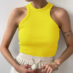 Solid Color Backless Sleeveless Knitted Vest