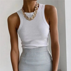 Solid Color Backless Sleeveless Knitted Vest