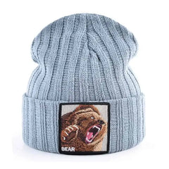 Solid Color Bear Knitted Beanies