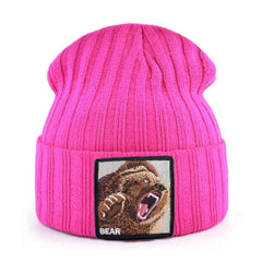 Solid Color Bear Knitted Beanies