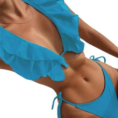 Solid Color Bikini Swimsuit