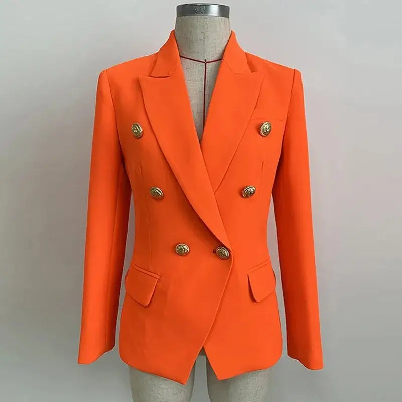 Solid Color Buttons Up Blazer - Fluorescent Orange / S