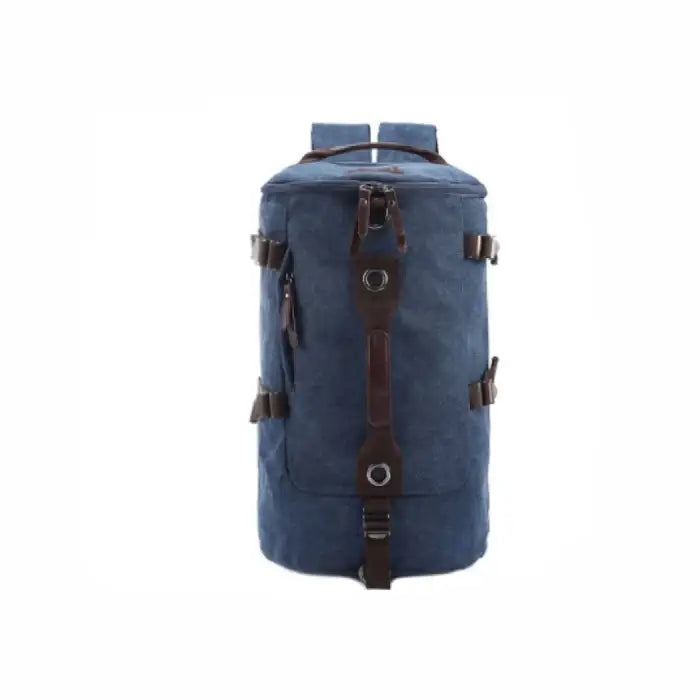 Solid Color Canvas Multi-function Backpack Travel - Blue