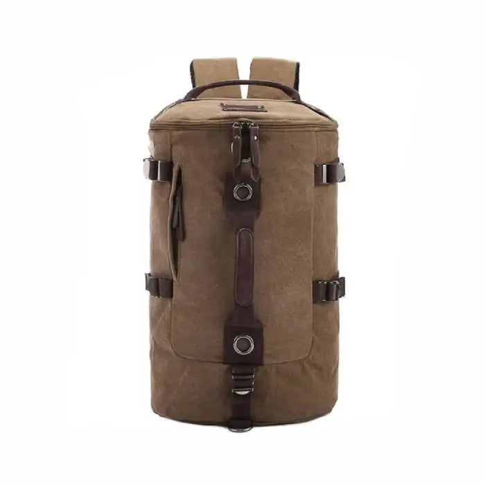 Solid Color Canvas Multi-function Backpack Travel - Coffee