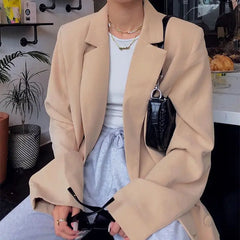 Solid Color Casual Oversized Button Blazer