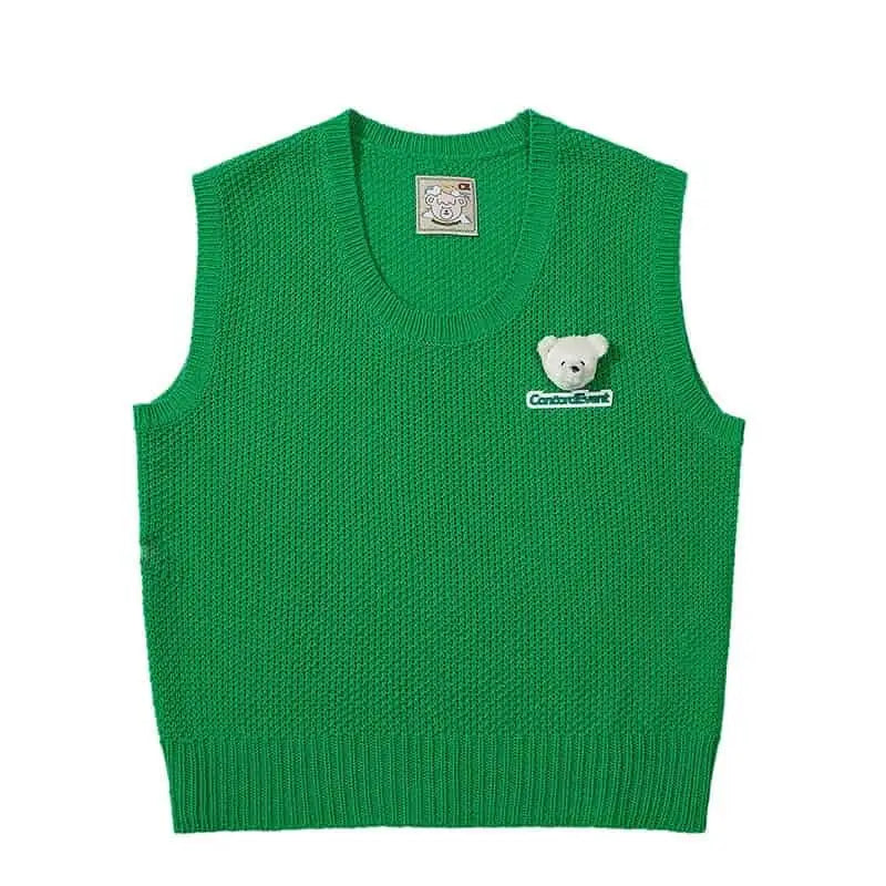 Solid Color Cordevent Bear Vest