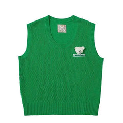 Solid Color Cordevent Bear Vest - Green / XS