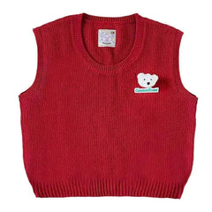 Solid Color Cordevent Bear Vest - Red / XS