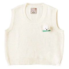 Solid Color Cordevent Bear Vest - White / XS