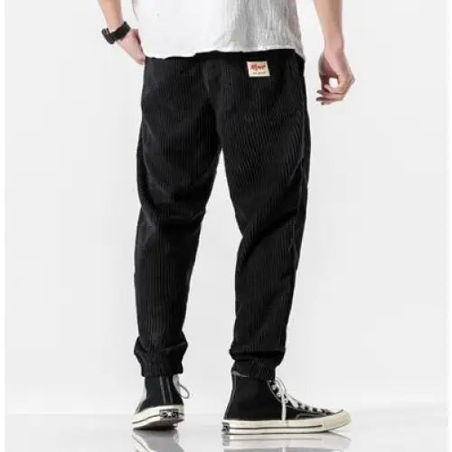 Solid Color Corduroy Ankle Sweatpants