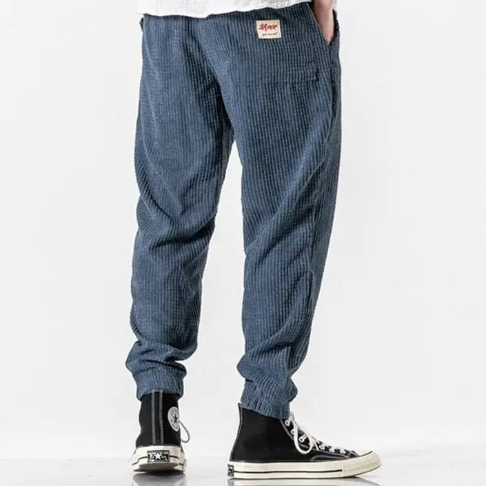 Solid Color Corduroy Ankle Sweatpants