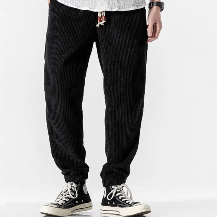 Solid Color Corduroy Ankle Sweatpants