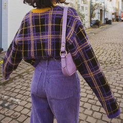 Solid Color Corduroy High Waist Wide Leg Straight Pants
