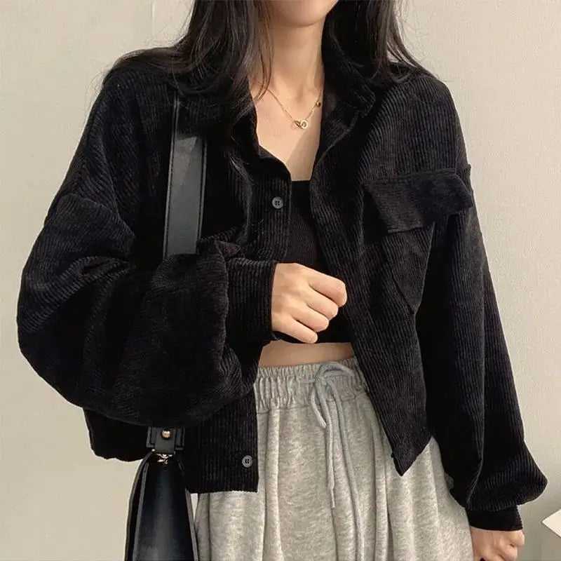 Solid Color Corduroy Oversized Long Jacket