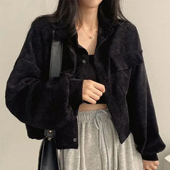 Solid Color Corduroy Oversized Long Jacket