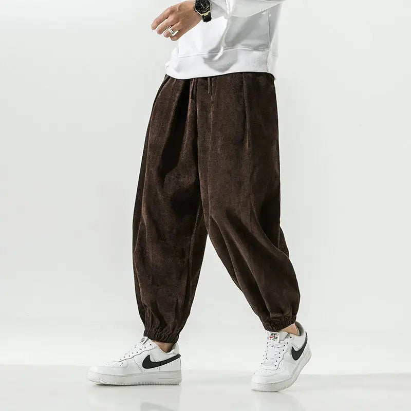 Solid Color Corduroy Oversized Sweatpants