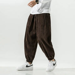 Solid Color Corduroy Oversized Sweatpants