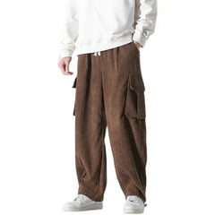 Solid Color Corduroy Oversized Sweatpants