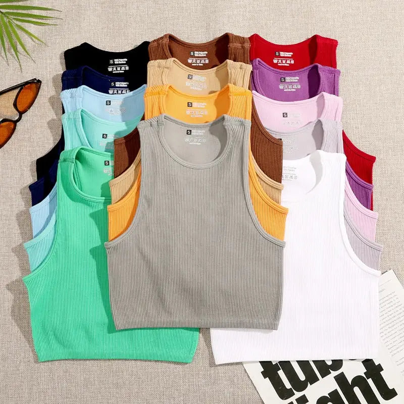 Solid Color Crop Tank Top