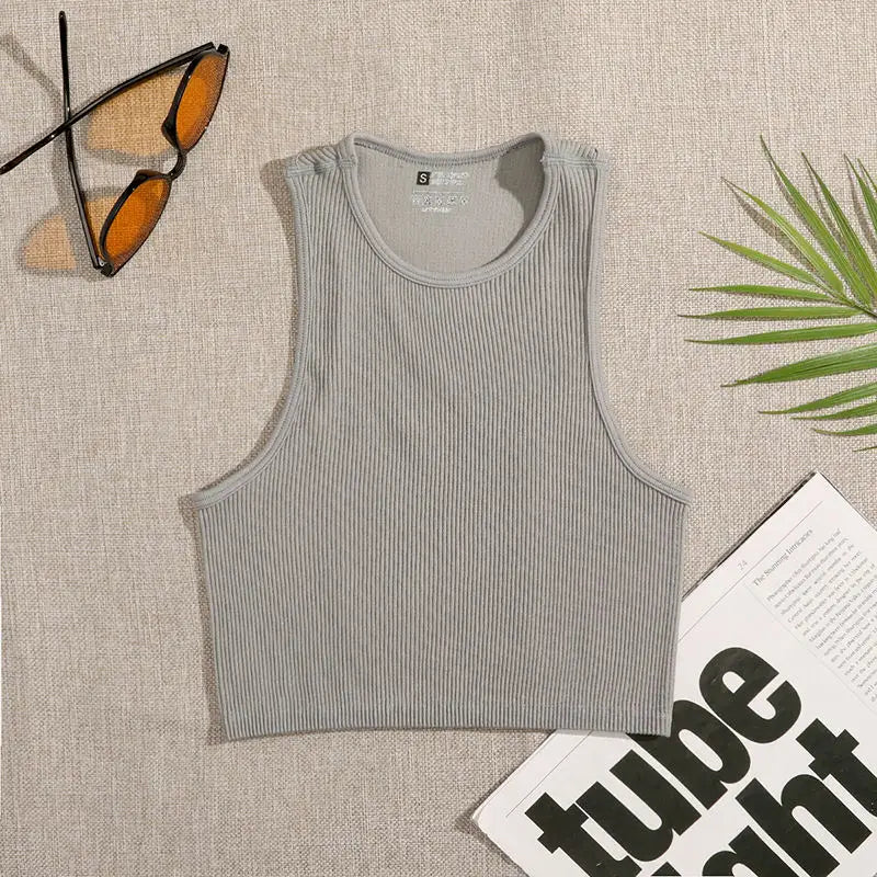 Solid Color Crop Tank Top