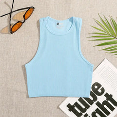 Solid Color Crop Tank Top