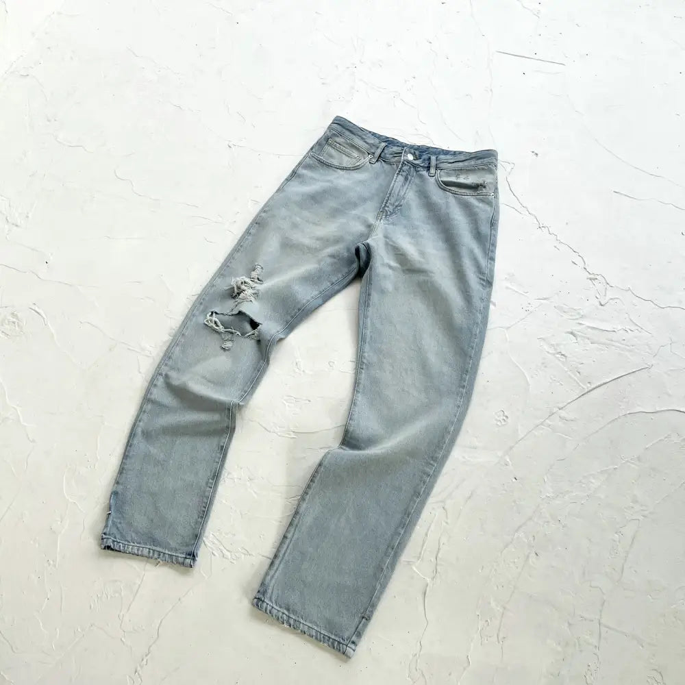 Solid Color Distressed Basic Pants