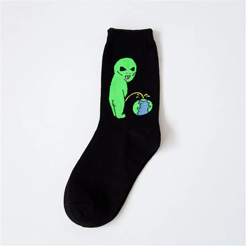 Solid Color Draw Cotton Socks - Green Alie / One Size