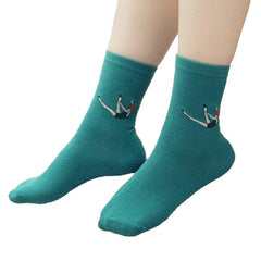 Solid Color Draw Cotton Socks - Green / One Size