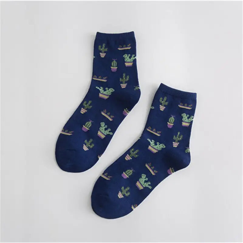 Solid Color Draw Cotton Socks - Green Skull / One Size