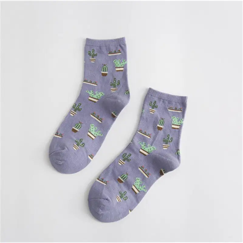 Solid Color Draw Cotton Socks - Grey / One Size