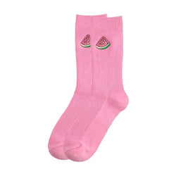 Solid Color Embroider Fruits Socks