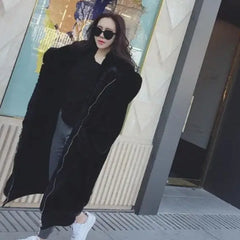 Solid Color Faux Fur Long Coat