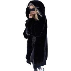 Solid Color Faux Fur Long Coat