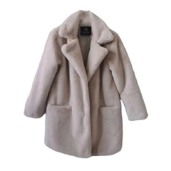 Solid Color Faux Fur Middle -Long Coat