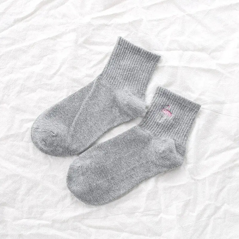 Solid Color Flemish Socks - Grey / One Size