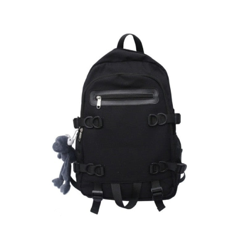 Solid Color Frog Multi-function Backpack - Black / One Size