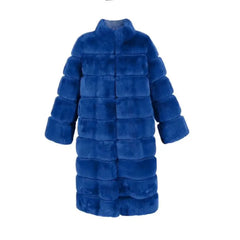 Solid Color Furry Warm Faux Fur Long Coat